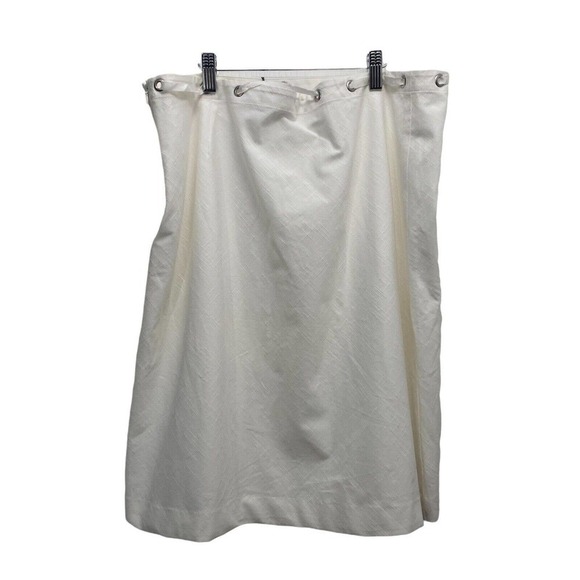 BCBG Max Azria WHITE Woven Cotton High WAISTED SKIRT NWT $146 Sz 12 - Picture 3 of 8